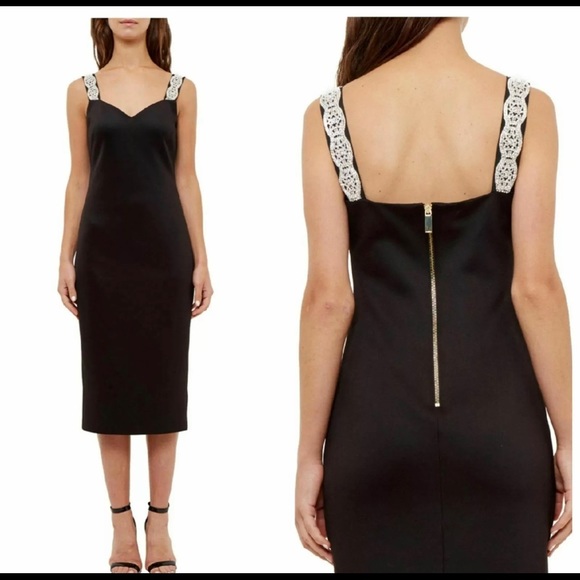 NWT Ted BakerMally Embellished Strap Bodycon Dress